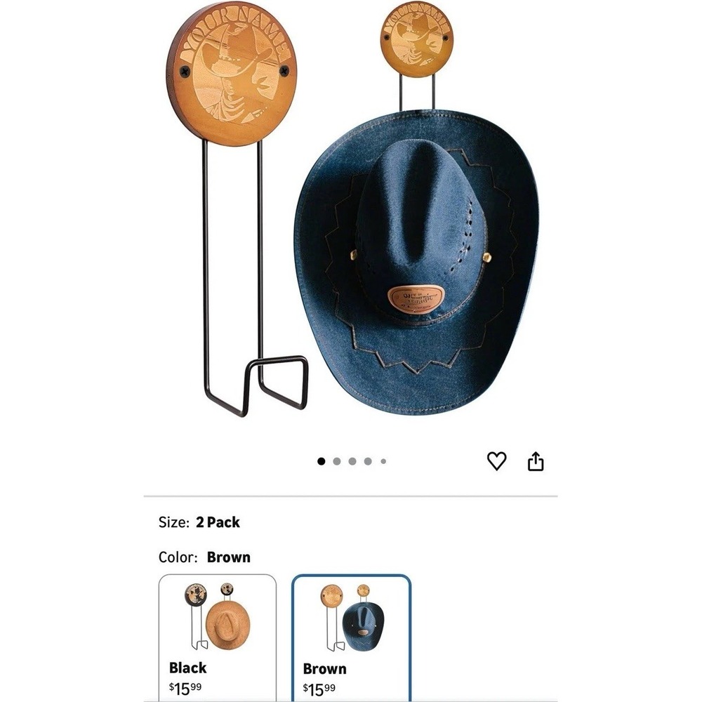 Qiannhee Cowboy Hat Rack Holder for Wall, 2 Pack